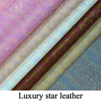 Forme d'étoile à cinq branches Laserable holographique en cuir produit métallique étoile PU Faux cuir tissu pour sac bricolage décoration