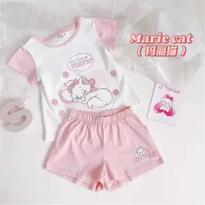 Conjunto de pijamas para niños 2024 nuevo verano niña bebé aire acondicionado delgado ropa de casa manga corta dos piezas