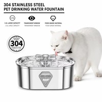 Fontaine à eau intelligente pour animaux de compagnie la mieux notée, 3,5 L, en acier inoxydable 304, avec fenêtre en diamant et pompe LED pour chats à domicile