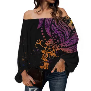 Blusa de chifón con patrón personalizable para mujer, blusas de chifón de estilo étnico Tribal polinesiano a la moda a precio de fábrica