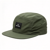 Casquette de camping personnalisée légère en nylon à 5 panneaux avec logo en patch tissé, fermeture à pression, imperméable, coupe-vent et séchage rapide