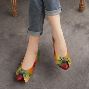 Chaussures d'été pour femmes à lacets avec nœud rétro fait main, en PU, antidérapantes, à bride cheville, design attrayant - Product Image 4