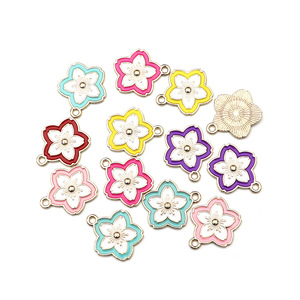 Breloques en alliage de zinc style japonais, fleurs de cerisier multicolores, pendentif DIY, accessoire de bijouterie, porte-clés, breloque de téléphone portable - Product Image 4