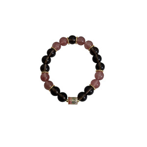 Yinruitai Beaded <b>Bracelet</b> Natural Smoky Quartz Strawberry Quartz 925 Silver Women's Jewelry Gift Auspicious Ruyi Pattern - Product Image 5