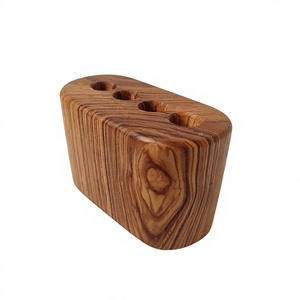 Wooden <b>Toothbrush</b> Stand Oval Minimalist Design Natural Wood Grain Bathroom Organizer Convenient Countertop <b>Holder</b> - Product Image 1