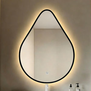 Achat en gros de miroirs intelligents à LED muraux avec cadre en aluminium et interrupteur tactile, ensemble de miroirs en forme de goutte d'eau - Product Image 5
