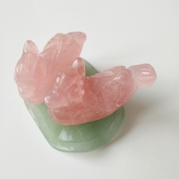 HY Pas Cher Fengshui Rose Quartz Mandarin Canard Statue Cristal Sculpté