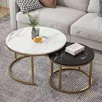 Table basse ronde moderne avec structure en métal, convertible, faite à la main, meubles de salon
