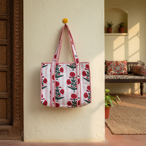 Bolsas de Almacenamiento Acolchadas de Algodón con Estampado a Mano, Diseño Tradicional Indio, Estilo Campestre Francés, Duraderas, Ligeras, para Viaje - Product Image 5