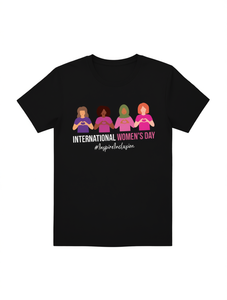 T-shirt per la Giornata Internazionale della Donna, 100% cotone, girocollo, vestibilità regolare, stampa casual, maglietta con messaggio di potenziamento - Product Image 1