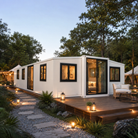 Maison conteneur de luxe à double aile extensible, cabane modulaire préfabriquée pour projets de glamping, de villégiature Airbnb et de location de vacances