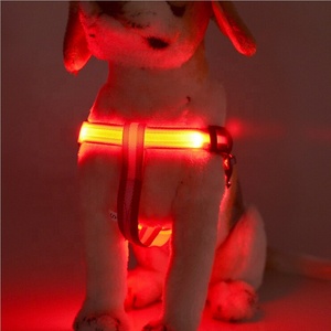 充電式プル反射LED犬用ハーネス子犬用小型中型犬ナイトウォーキングナイロンハーネスレースライト犬用ハーネス - Product Image 3
