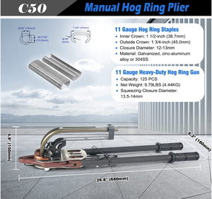 כבד פליירים c50 c50 c50 ירייה gabion תיקון טבעת ניירת stapler מסמר אקדח כלובים עבור כלובים - Product Image 5