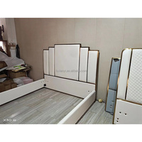 Ensemble de chambre à coucher de style américain, lit double, nouveau modèle, lit king-size, tête de lit en cuir rembourrée