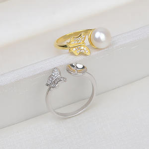 S925 Silver <b>Butterfly</b> Activity Ring Adjustable DIY Pearl Inlay Rose Gold Plated Open Ring with 9-10 Accessories Tray New 106 - Product Image 2