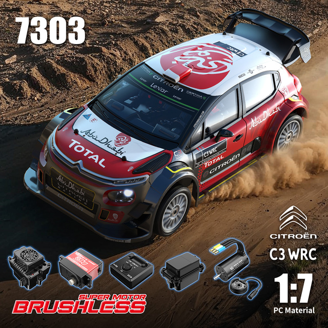 MJX 7303 Hyper Go 1/7 Scale Big Size 4WD RC Rally Car Fast Speed 60KM/H Brushless WRC Citroen Remote Control Drift Car 4X4 RTR