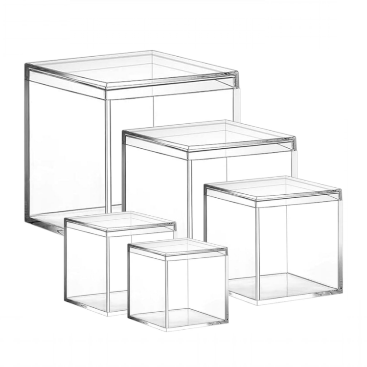 Boîtes en acrylique transparent Petite boîte à bijoux carrée en plastique Mini conteneurs de cube avec couvercles pour bijoux de bonbons