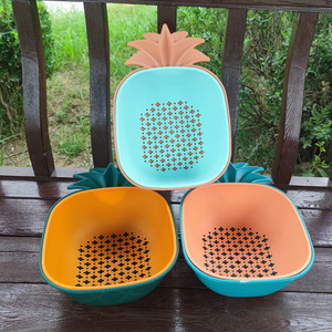 Pineapple Drain <b>Basket</b> Square <b>Stackable</b> Fruit Vegetable Storage Colander Mixed Color Kitchen Draining Rack - Product Image 3