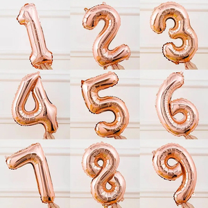 Palloncino in lamina d'argento con <span class=keywords><strong>numero</strong></span> rosa in oro 16 pollici per decorazione di compleanno palloncino per festa di buon compleanno forniture per 0-9 numeri - Product Image 6