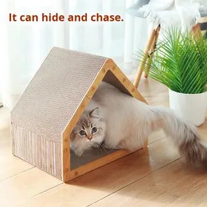 Griffoir vertical moderne pour <span class=keywords><strong>chat</strong></span> de type cabane, couleur imitation bois, vente en gros, jouets pour <span class=keywords><strong>chat</strong></span>, arbres <span class=keywords><strong>à</strong></span> <span class=keywords><strong>chat</strong></span> en plastique - Product Image 4