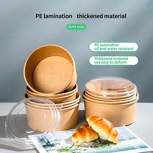 โรงงานขายส่งชามกระดาษคุณภาพสูงแบบใช้แล้วทิ้ง รีไซเคิลได้ สำหรับใส่อาหารกลางวัน สลัด ของหวาน ขนมปัง บรรจุภัณฑ์ พร้อมโลโก้สั่งทำ ฝาปิดสำหรับอาหารร้อน - Product Image 2