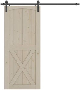 <span class=keywords><strong>Porte</strong></span> de <span class=keywords><strong>grange</strong></span> <span class=keywords><strong>coulissante</strong></span> en bois massif de 36 pouces x 84 pouces pré-percées et étanches prêtes à assembler pour la chambre à coucher - Product Image 1