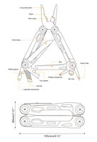 MP-9540P Edc Multifunctionele Verstelbare Buitenactiviteiten Survival Camping Hiking Vissen 12-in-1 Multitool Opvouwbare Draagbare Tang