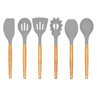 Poignée en bois antiadhésive accessoires de cuisine outils de cuisine ustensiles de cuisine en Silicone ensembles d'ustensiles de cuisine avec Logo