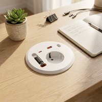 Prise de bureau encastrée fixe 16A 20W à charge rapide Type-C 1-2 ports ignifuge