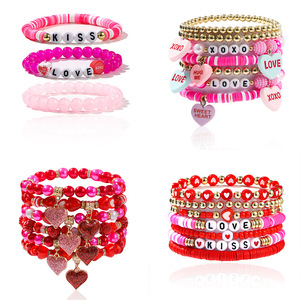 Fashion Beaded <b>Bracelets</b> <b>Red</b> Pink Heart Love Kiss Gift For Girls Unisex Jewelry Valentine's Day - Product Image 3