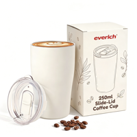 ODM Everich - Taza de Café de Acero Inoxidable 304 de Doble Pared y Aislada al Vacío de 250 ml con Tapa Deslizante para Viajes, Directo de Fábrica