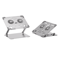 Support portable pliable pour ordinateur portable, réglable en hauteur, avec deux ventilateurs de refroidissement, support ergonomique pour ordinateur portable, pour le bureau et la maison