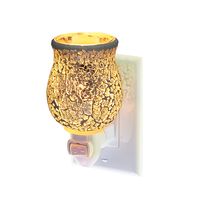 FRHY Chauffe-cire électrique en verre craquelé mosaïque, veilleuse et chauffe-bougie avec prise US, brûleur d'huiles parfumées domestique