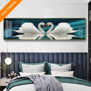 Cuadro de Lujo Abstracto con Cisnes para Hotel, Impresión HD en Porcelana de Cristal para Sala de Estar, Decoración del Hogar, Arte de Pared, ¡Gran Venta! - Product Image 2