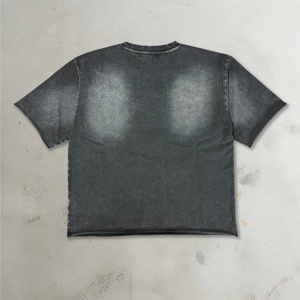 Custom Logo Heavyweight 100% Cotton 300GSM DTG Print Sun Faded Acid <b>Wash</b> Single Jersey Blank Men's T Shirts - Product Image 3
