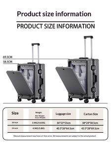 Valise de <span class=keywords><strong>cabine</strong></span> pour voyages d'affaires, poche avant, valise rigide à roulettes, accès rapide, pour ordinateur portable - Product Image 3