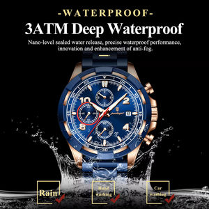 Poedagar 685 New Fashion Men Quartz Watch 47MM Dial Waterproof Multi-Functional Chronograph Stainless Steel Business Watch - Product Image 4