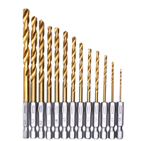 13 pièces de forets hélicoïdaux en acier à haute teneur en carbone M35, finition oxyde noir, 1,5-6,5 mm, manche hexagonal, perceuse électrique, perceuse pneumatique