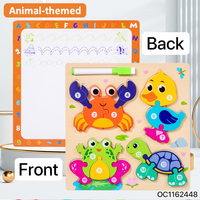 Jouets éducatifs précoces pour bébés, puzzle en bois d'animaux à assortir, jeu de puzzle 3D avec animaux marins et tableau de dessin effaçable