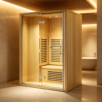 Cabine de sauna infrarouge en bois Mongolica Pine 1500x1200x2000mm avec verre 8mm, pour 2-3 personnes, pour la maison
