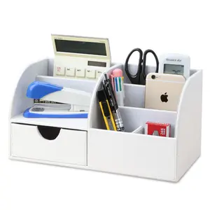 Многофункциональный кожаный ящик для хранения канцелярских принадлежностей, офисный индивидуальный держатель для ручек с логотипом, Настольный Органайзер