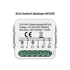 Módulo de Interruptor Inteligente WiFi Tuya RF433, Requiere Cable Neutro, 1/2/3/4 Canales, Compatible con Control Bidireccional, Funciona con Alexa y <span class=keywords><strong>Hey</strong></span> <span class=keywords><strong>Google</strong></span> - Product Image 6