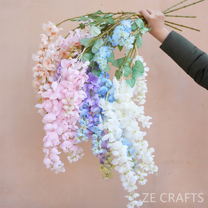 Venta al por mayor de flores de glicinia artificiales de <span class=keywords><strong>sauce</strong></span> llorón decoración de techo 6 tenedores Able Bean Wisteria flor boda CENTRO COMERCIAL - Product Image 2