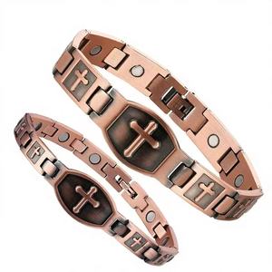 Elegante Juego de Pulseras de <span class=keywords><strong>Metal</strong></span> con Decoración de Cruz en Tono Rosa, Accesorio de Moda Diaria para Mujer - Product Image 2