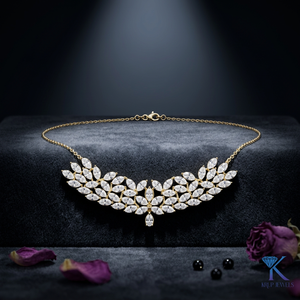 Elegant Lab Grown Diamond Cluster <b>Statement</b> <b>Necklace</b> Trendy 14K 18K Solid Gold Fine Women Jewelry Bridal Anniversary Gift - Product Image 1