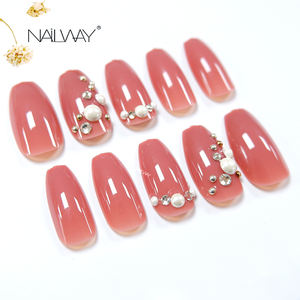 <span class=keywords><strong>Faux</strong></span> ongles colorés Cameo, avec pierres de perles, courts, ballerine, bijoux de créateur, par pression, de luxe, nouvelle collection 2020 - Product Image 4