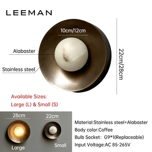 Lampada <span class=keywords><strong>da</strong></span> <span class=keywords><strong>Parete</strong></span> Retrò di Alta Gamma per Caffetteria, Soggiorno e Comodino, in Bronzo e Alabastro, <span class=keywords><strong>Design</strong></span> Moderno e Decorativo - Product Image 2