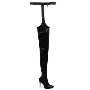 Handmade Luxurious Custom Women Pants <b>Boots</b> with Belt Sexy Black Winter Thigh High <b>Boots</b> - Product Image 6