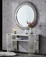 Ensemble de Meubles de Salon Moderne Table de Console d'Entrée en Acier Inoxydable Doré avec Miroir