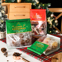 Bolsas de Papel con Ventana y Cierre de Lengüeta, Resistentes a la Grasa, Aptas para Alimentos, para Pan Tostado, Chocolate, Nueces, a Prueba de Humedad, con Logotipo Personalizado Impreso para Navidad